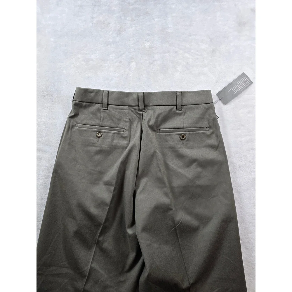 Dockers Dress Pants Mens 30x30 Olive Green Hidden Pocket Pant Flat Front NEW
